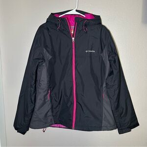 Columbia Thermal Coil black & pink full zip hooded nylon jacket women’s size XL